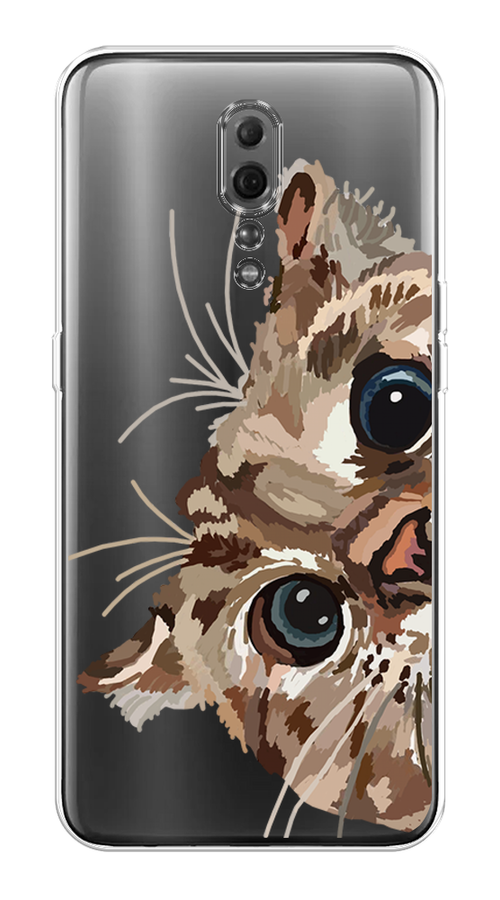 

Чехол на Oppo Reno Z "Любопытный кот", Коричневый;синий;черный, 250950-1
