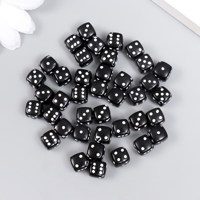 фото Бусины для творчества чёрный игральный кубик белые точки набор 20гр 0,8х0,8х0,8 см 78118 nobrand