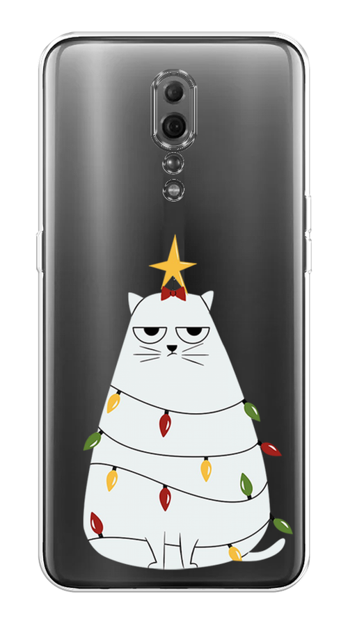 

Чехол на Oppo Reno Z "Котик в гирлянде", Белый;красный;желтый, 250950-1