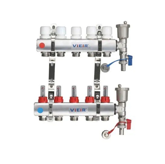 коллектор для теплого пола 3 контура распределительный с расходомерами 1 x3 4 vieir Коллектор для теплого пола 6 контуров распределительный с расходомерами 1