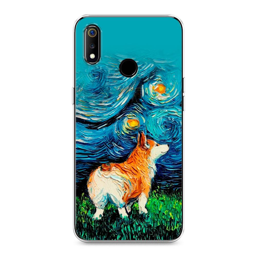 

Чехол на Realme 3 "Корги звёздная ночь", Коричневый;белый;зеленый, 251050-1