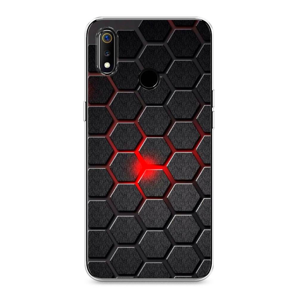 

Чехол на Realme 3 "Соты красные", Красный;черный;серый, 251050-3