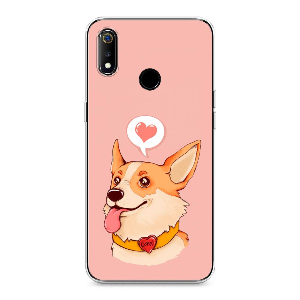

Чехол на Realme 3 "Корги язык", Розовый;коричневый, 251050-1