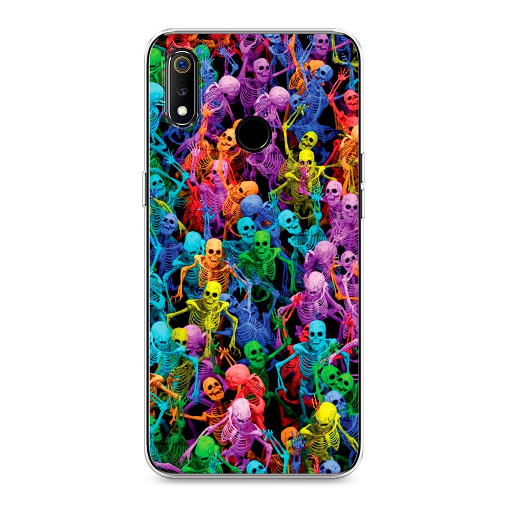 

Чехол на Realme 3 "Вечеринка скелетов", Фиолетовый;желтый;оранжевый, 251050-6