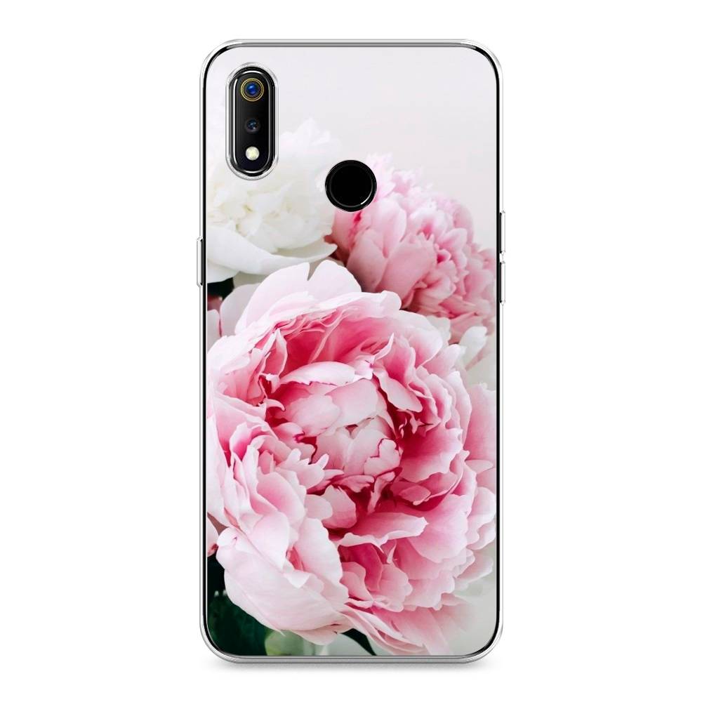 

Чехол на Realme 3 "Розовые и белые пионы", Розовый;белый, 251050-2