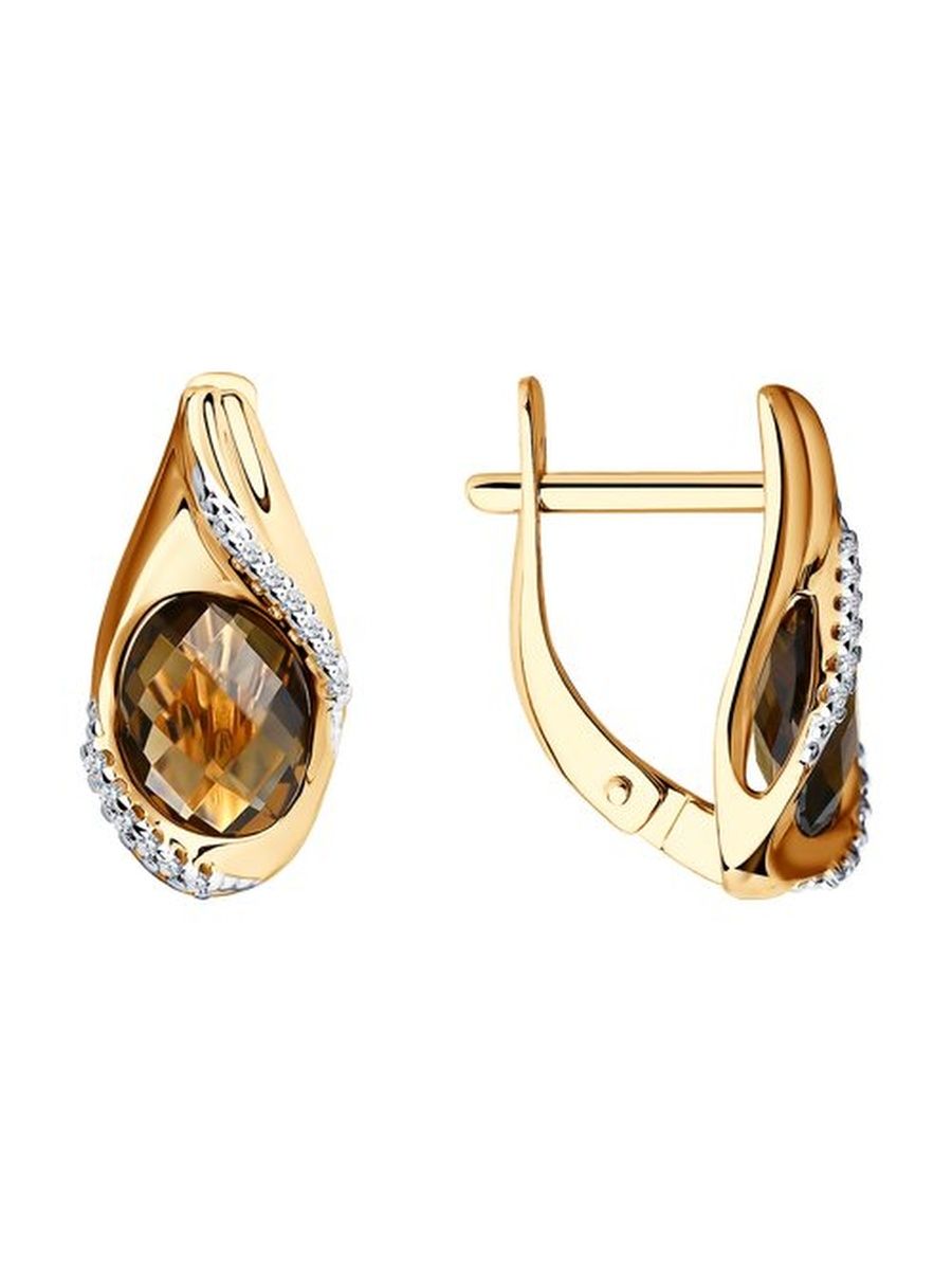 

Серьги из золота TEO MAORI 8724167, раухтопаз/фианит, 8724167
