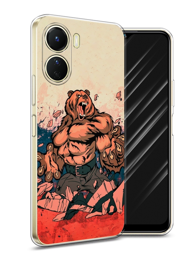 

Чехол Awog на Vivo Y16 "Медведь с флагом РФ", Коричневый;синий;красный, 267850-2