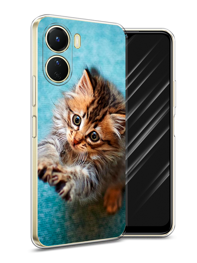 

Чехол Awog на Vivo Y16 "Котенок просит есть", Голубой;коричневый;белый, 267850-2