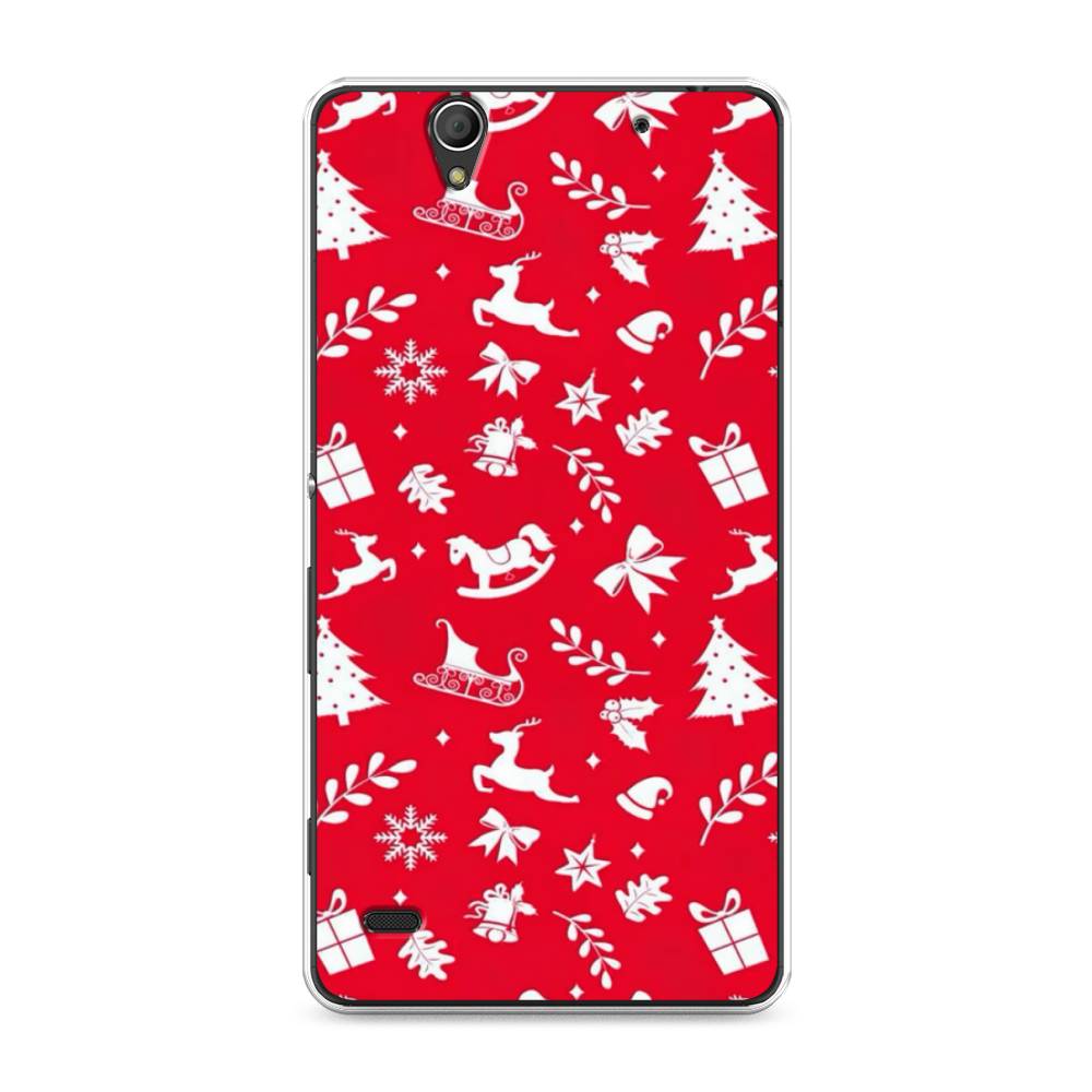 

Чехол на Sony Xperia C4 "Красный новогодний фон", Красный;белый, 52650-5