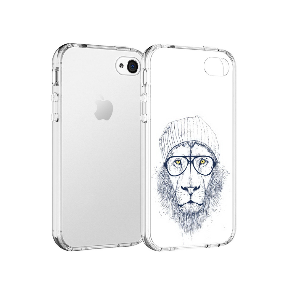 

Чехол MyPads Tocco для Apple iPhone 4 хиппи лев, Прозрачный, Tocco