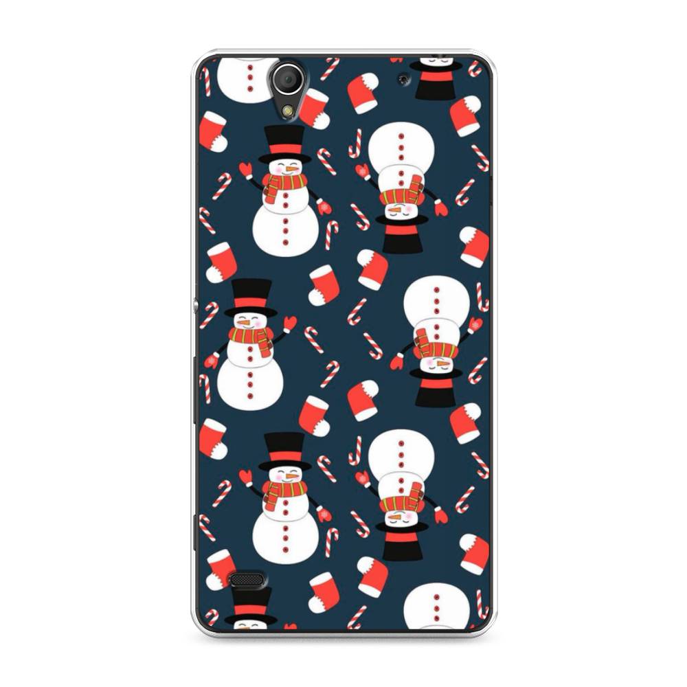 

Чехол на Sony Xperia C4 "Синие снеговики", Синий;белый;красный, 52650-5