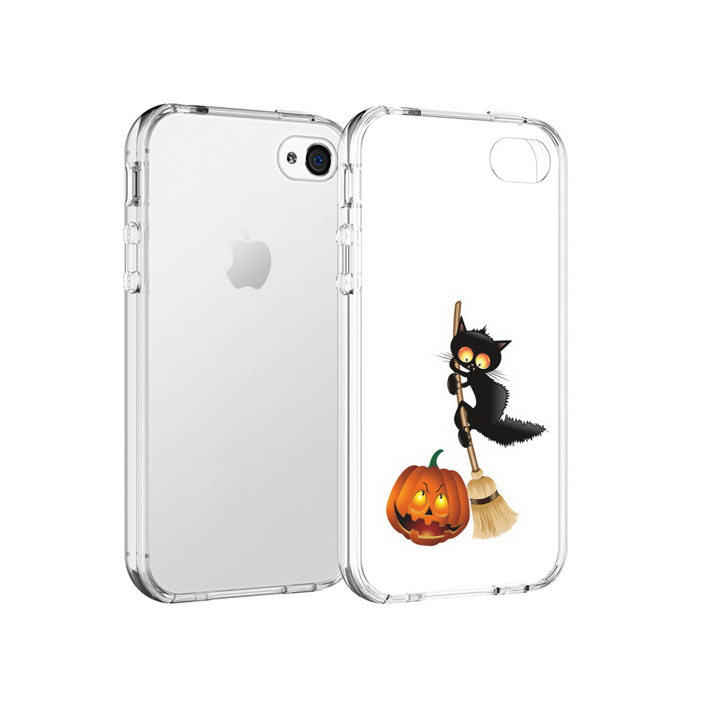 

Чехол MyPads Tocco для Apple iPhone 4 хэлуинский котик, Прозрачный, Tocco