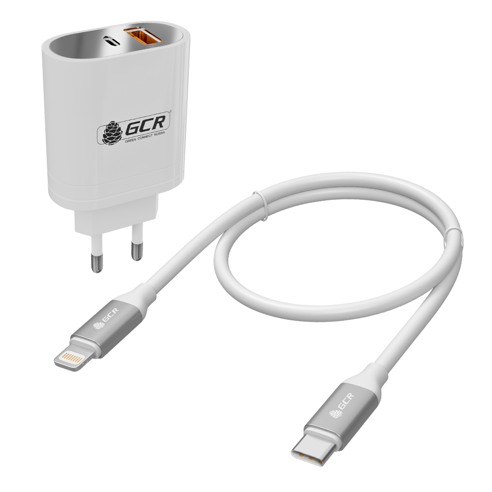 Сетевое зарядное устройство GCR GCR-WC36W lightning - usb type-c, 3 А белый