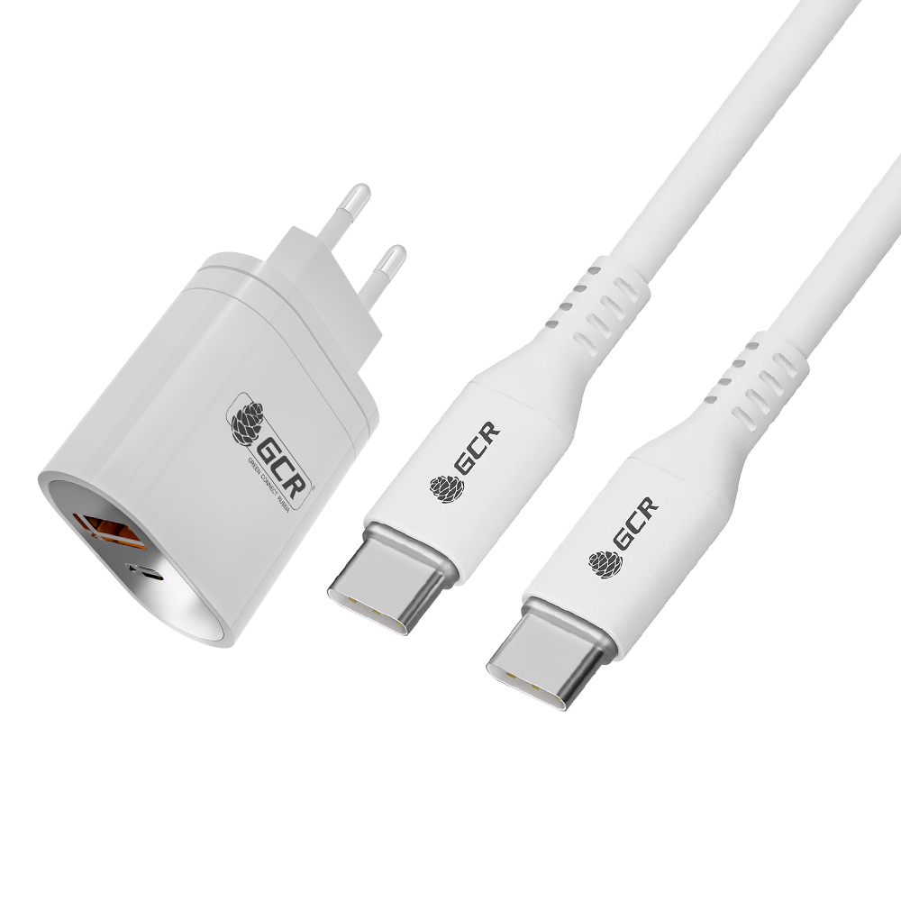 Сетевое зарядное устройство GCR GCR-WC36W type-c - type-c 1xUSB Type-C, 1xUSB 3 А белый