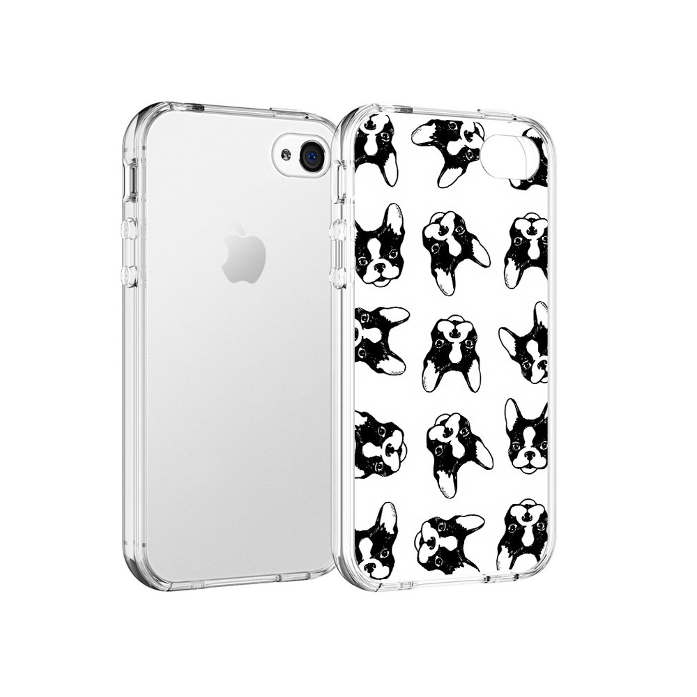 

Чехол MyPads Tocco для Apple iPhone 4 черно белые собачки, Прозрачный, Tocco