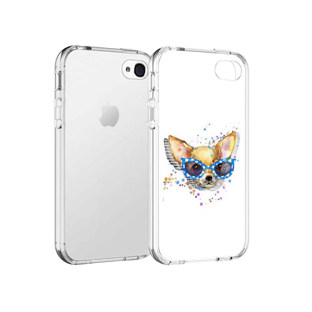 

Чехол MyPads Tocco для Apple iPhone 4 чихуа-хуа в очках, Прозрачный, Tocco