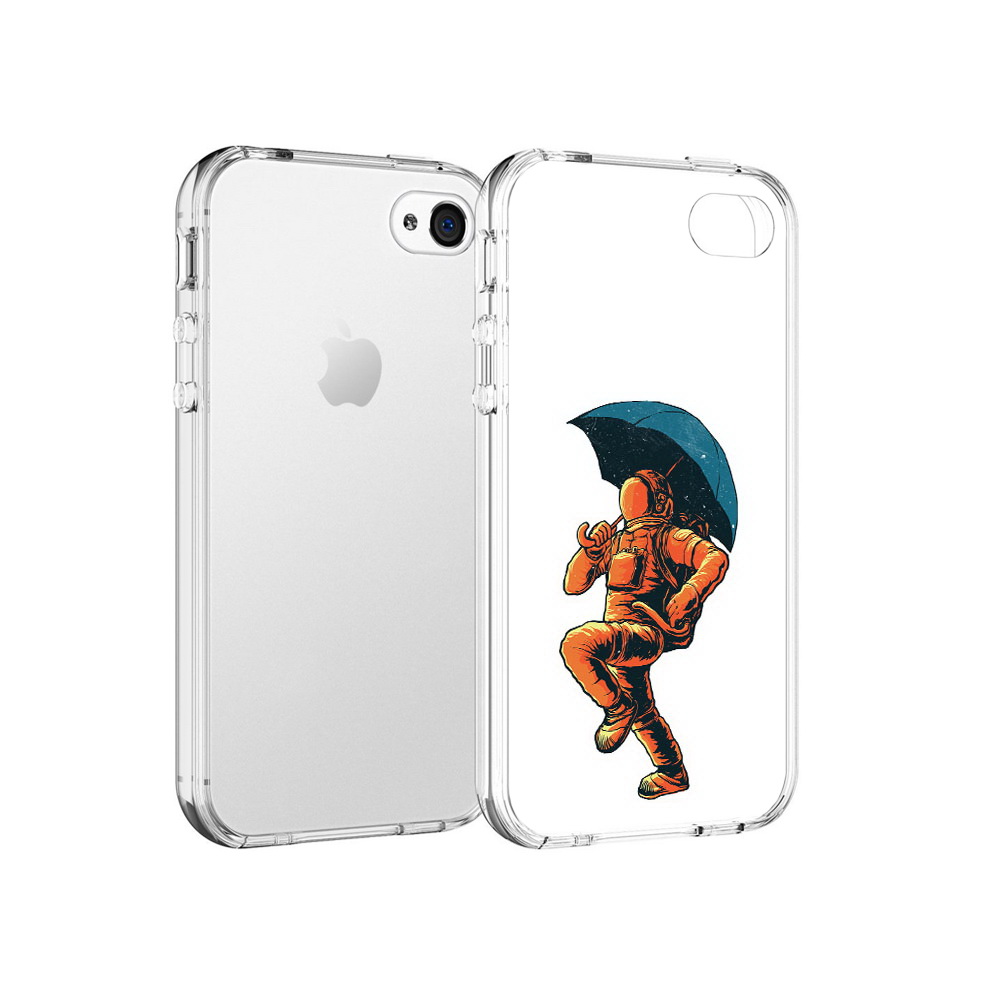 

Чехол MyPads Tocco для Apple iPhone 4 шагающий космонавт с зонтом, Прозрачный, Tocco