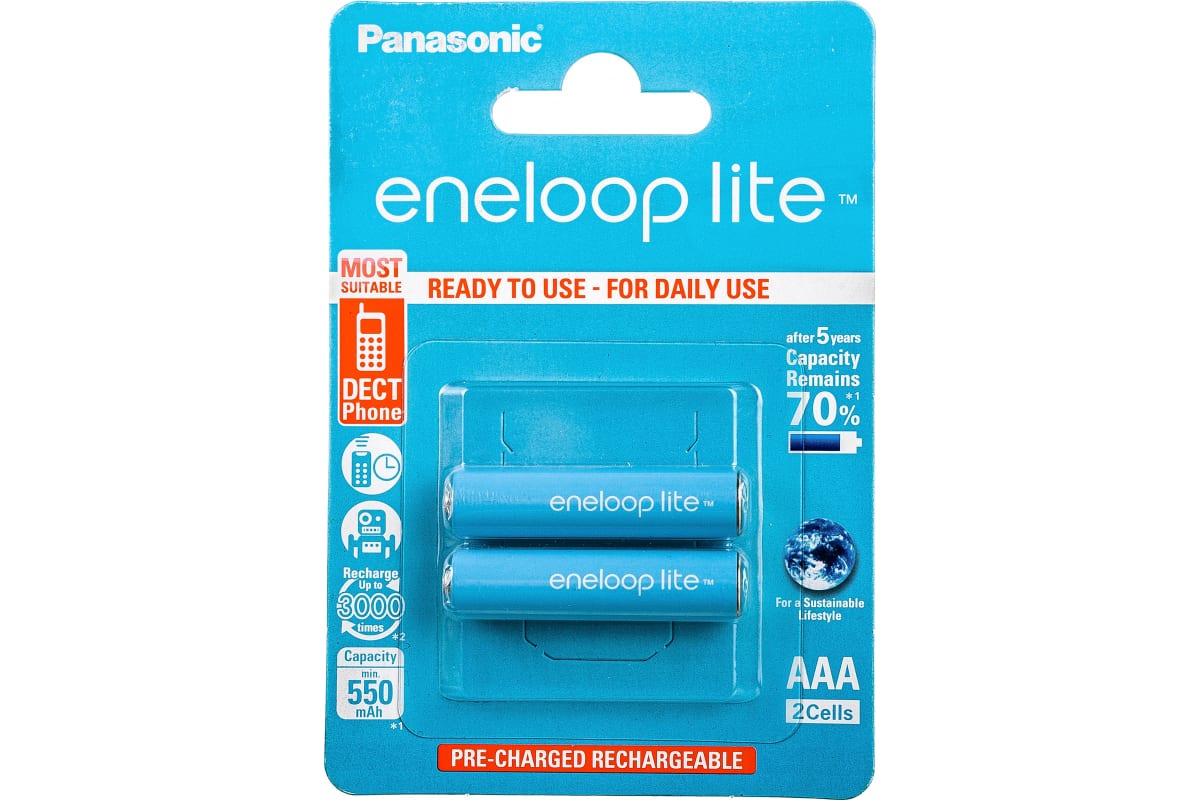 Аккумуляторы Panasonic eneloop lite BK-4LCCE/2BE 550mAh AAA R03 BL2 416