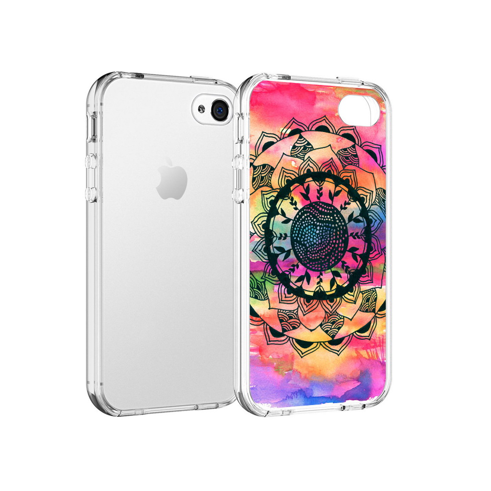 

Чехол MyPads Tocco для Apple iPhone 4 яркая абстракция круглый цветок, Прозрачный, Tocco
