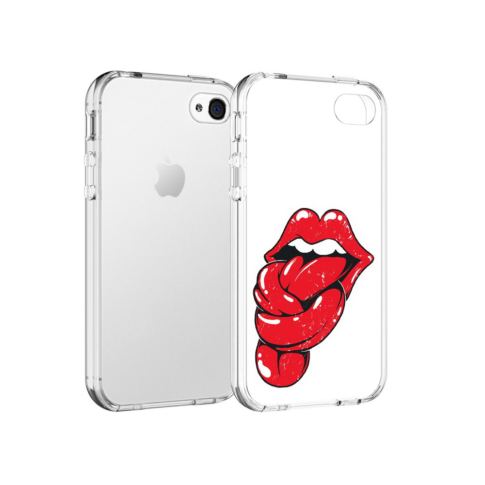 

Чехол MyPads Tocco для Apple iPhone 4 яркие губы с языком, Прозрачный, Tocco