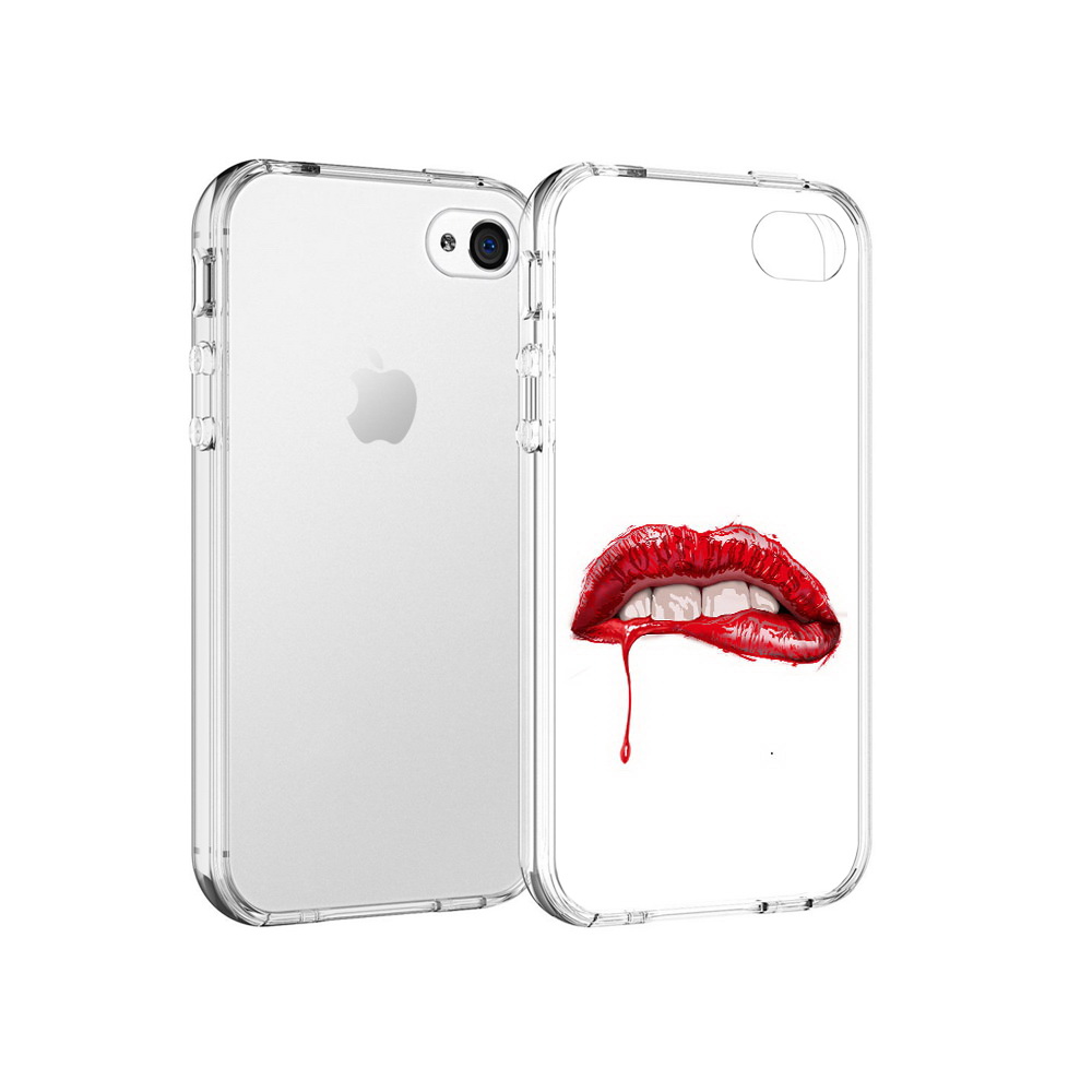 

Чехол MyPads Tocco для Apple iPhone 4 яркие красные губы, Прозрачный, Tocco
