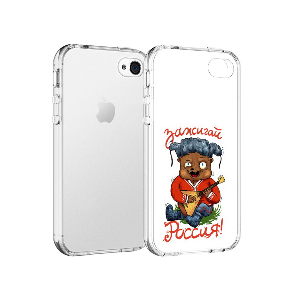 

Чехол MyPads Tocco для Apple iPhone 4 Зажигай Россия, Прозрачный, Tocco