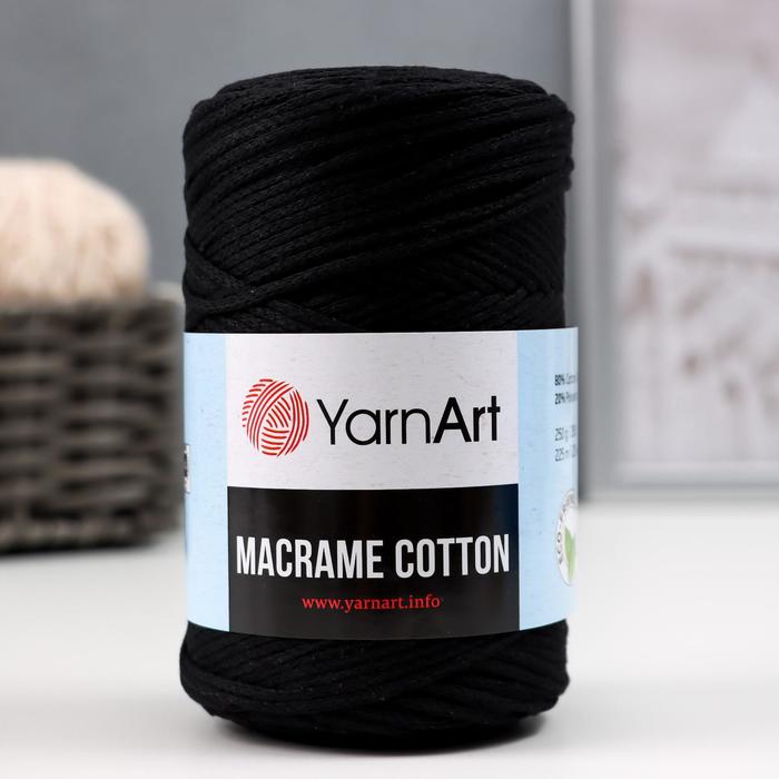 

Пряжа Macrame Cotton 20% полиэстер, 80% хлопок 225м/250гр (750 черный)