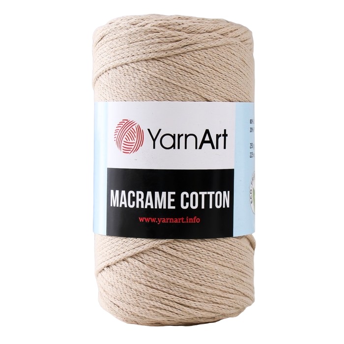 

Пряжа Macrame Cotton 20% полиэстер, 80% хлопок 225м/250гр (753 топленое молоко), Бежевый