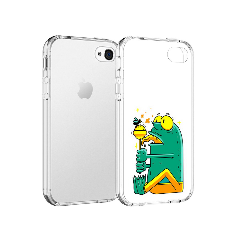 

Чехол MyPads Tocco для Apple iPhone 4 Зеленая лягушка с чупа чупсом, Прозрачный, Tocco