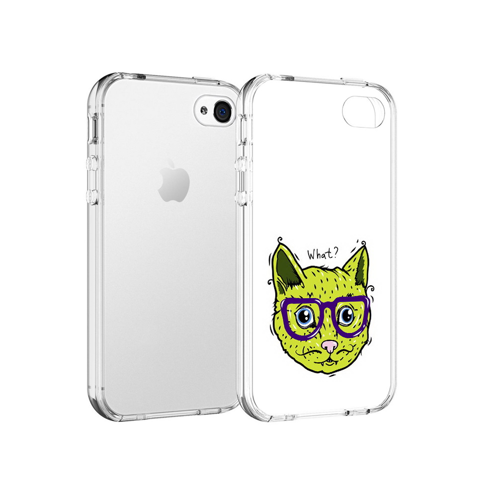 

Чехол MyPads Tocco для Apple iPhone 4 Зеленый кот, Прозрачный, Tocco