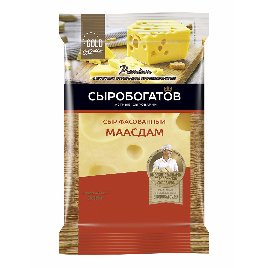 

Сыр полутвердый Сыробогатов Маасдам 45% 200 г