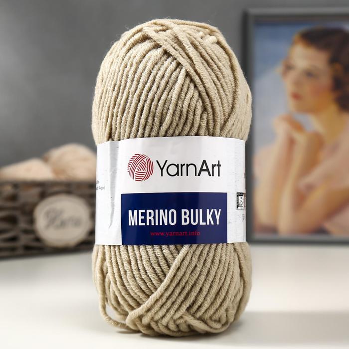 

Пряжа Merino bulky 25% шерсть 75% акрил 100м/100гр (033 бежевый)