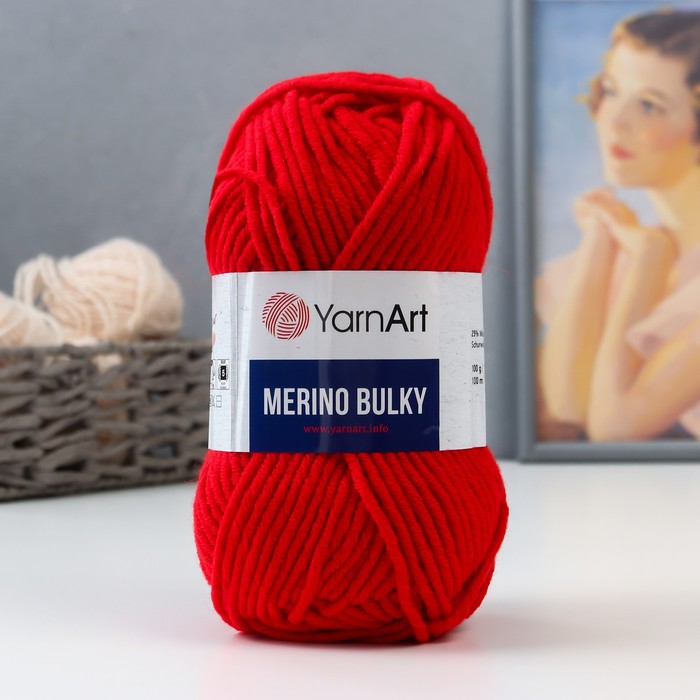

Пряжа Merino bulky 25% шерсть 75% акрил 100м/100гр (156 яр. красный)
