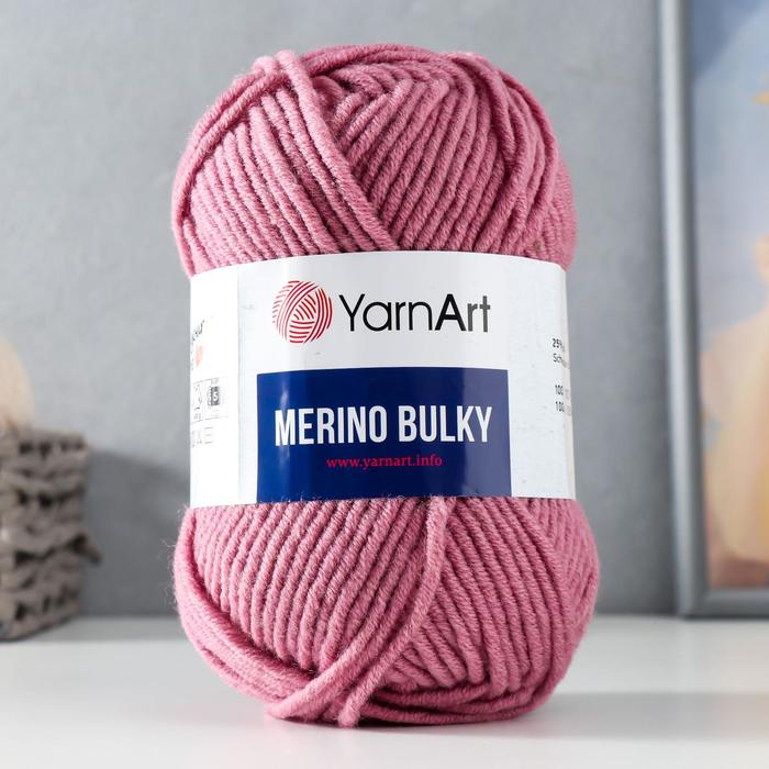 

Пряжа Merino bulky 25% шерсть 75% акрил 100м/100гр (3017 клевер), Розовый