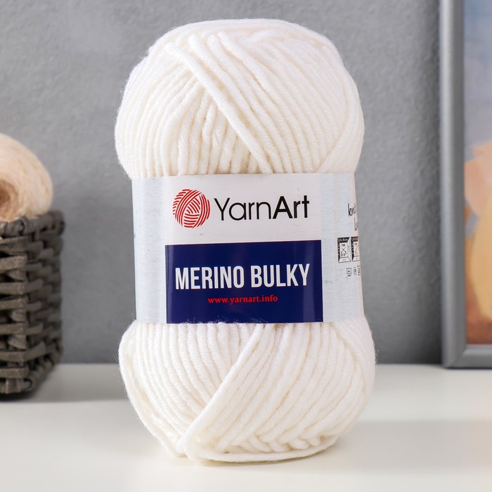 

Пряжа Merino bulky 25% шерсть 75% акрил 100м/100гр (501 белый)