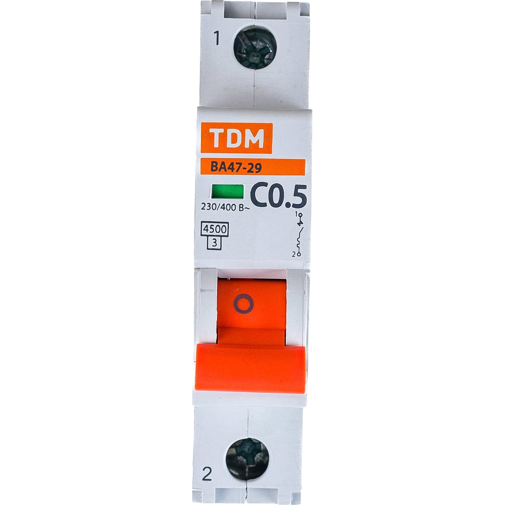 

TDM Авт. выкл.ВА47-29 1Р 0,5А 4,5кА х-ка С SQ0206-0081
