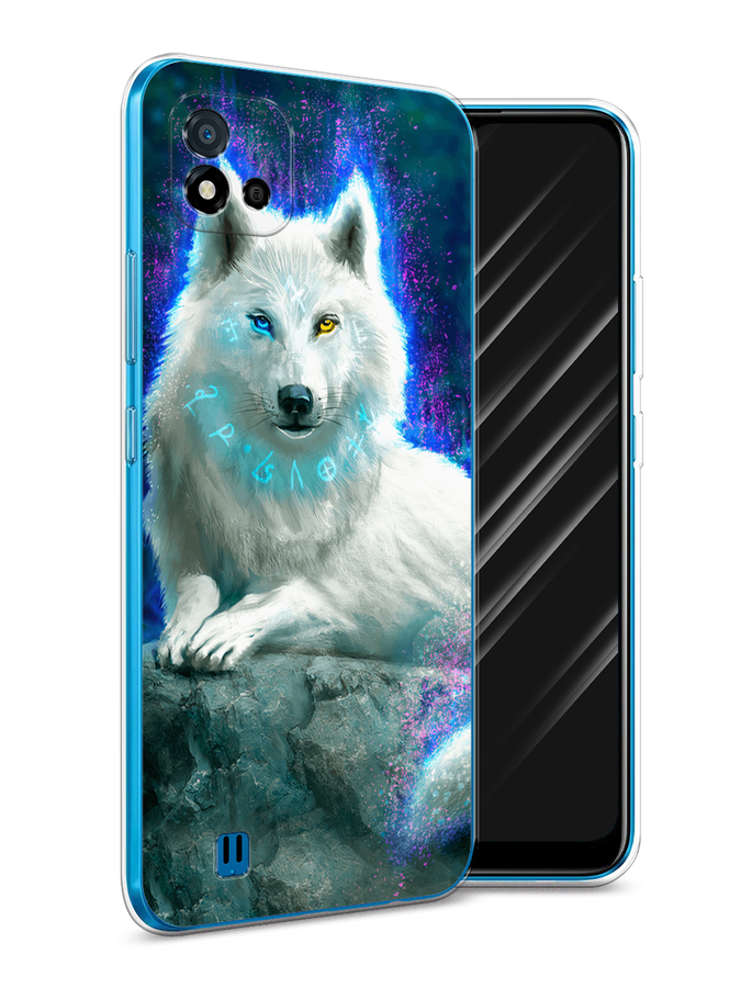 

Чехол Awog на Realme C11 (2021) "Белоснежный волк", Белый;зеленый;фиолетовый, 257550-2