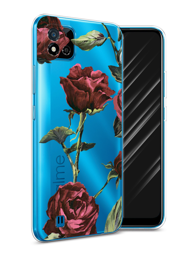 

Чехол Awog на Realme C11 (2021) "Бордовые розы фон", Красный, 257550-8