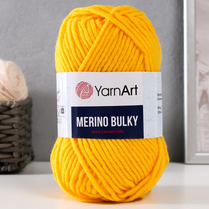 

Пряжа Merino bulky 25% шерсть 75% акрил 100м/100гр (586 желтый)