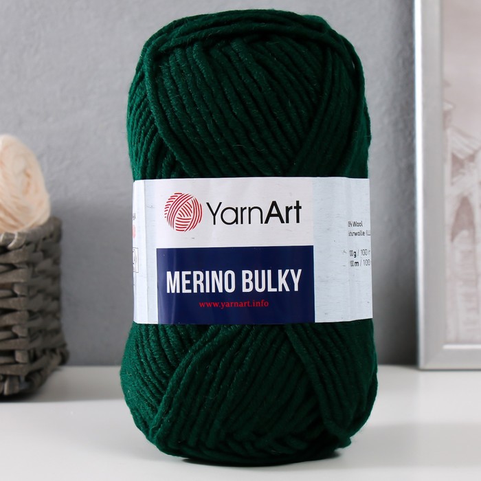 

Пряжа Merino bulky 25% шерсть 75% акрил 100м/100гр (590 темн.зеленый)