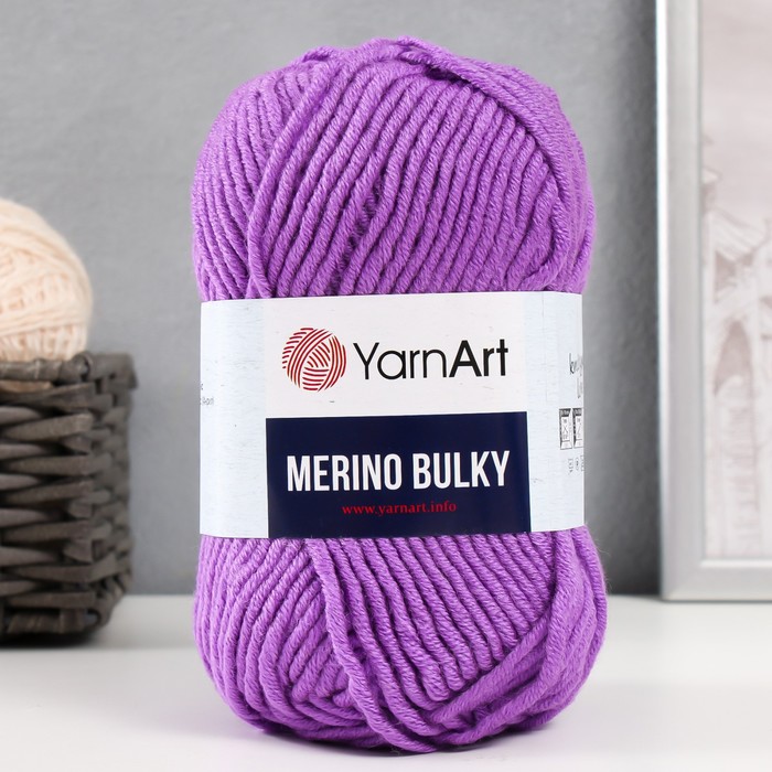 

Пряжа Merino bulky 25% шерсть 75% акрил 100м/100гр (9561 яр. сиренев)