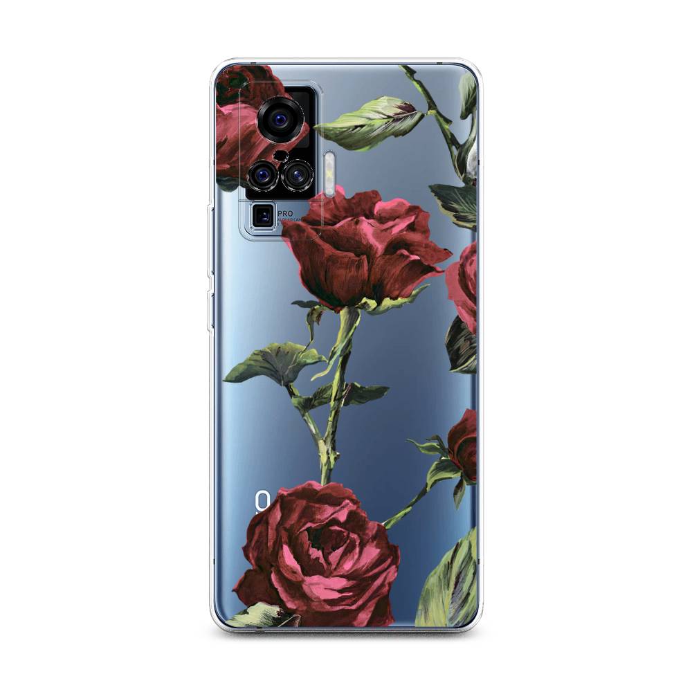

Чехол Awog на Vivo X50 Pro "Бордовые розы фон", Красный, 262350-8