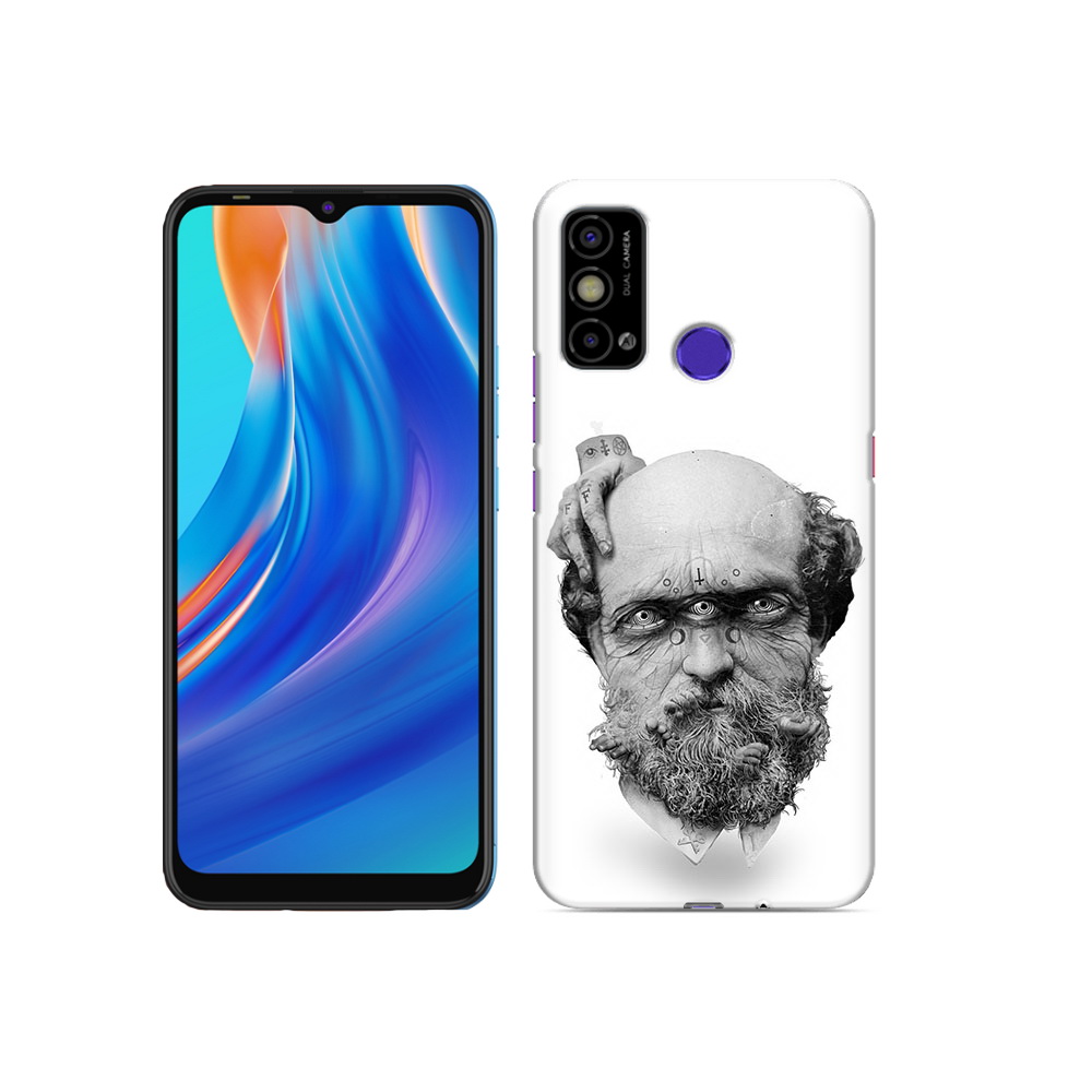 

Чехол MyPads Tocco для Tecno Spark Go страшный бородатый мужчина абстракция, Прозрачный, Tocco