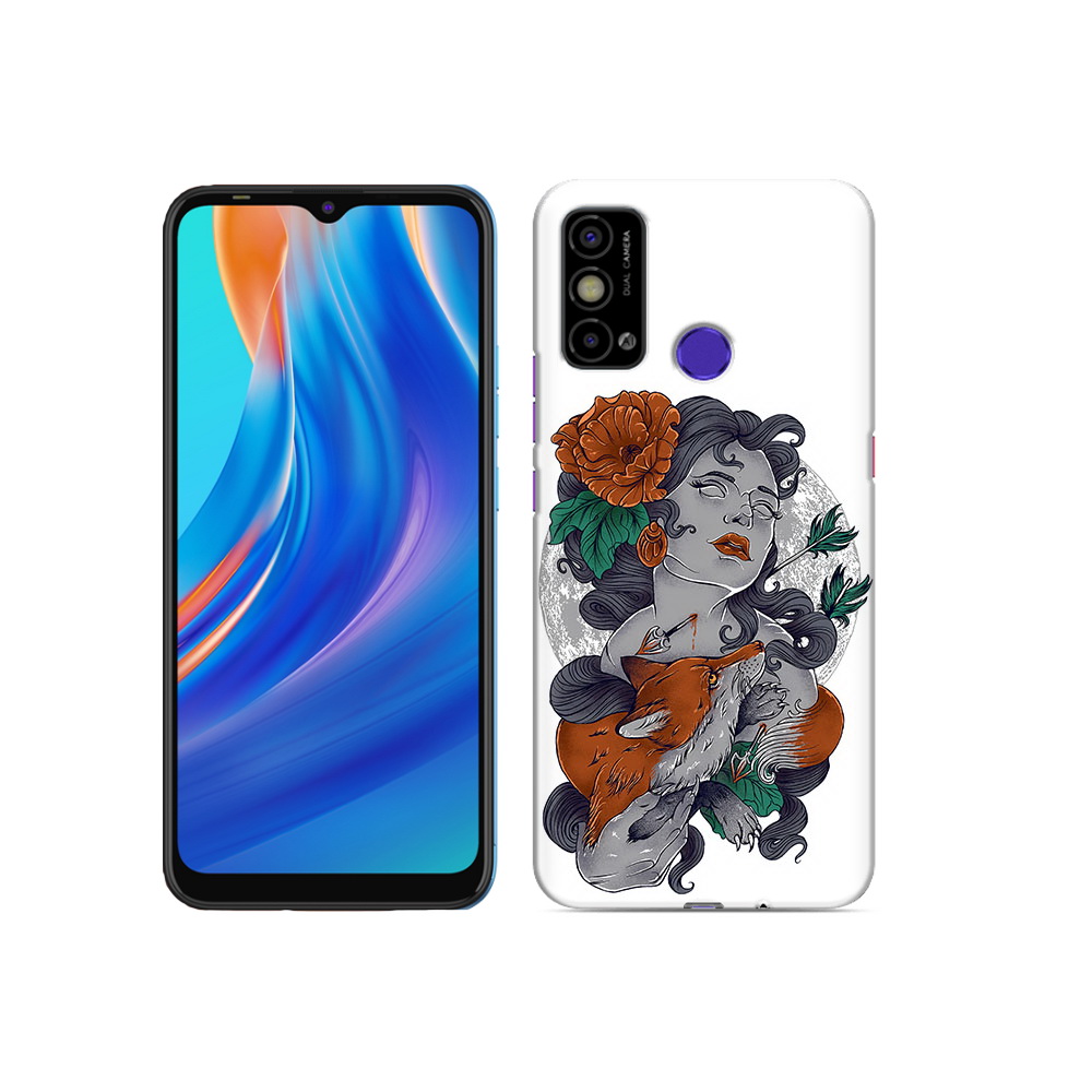 

Чехол MyPads Tocco для Tecno Spark Go темная девушка с лисой, Прозрачный, Tocco