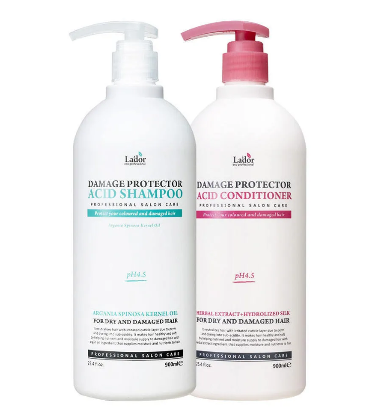 Набор La'dor Damage Protector Acid Shampoo & Conditioner Шампунь и кондиционер, 2 x 900 мл