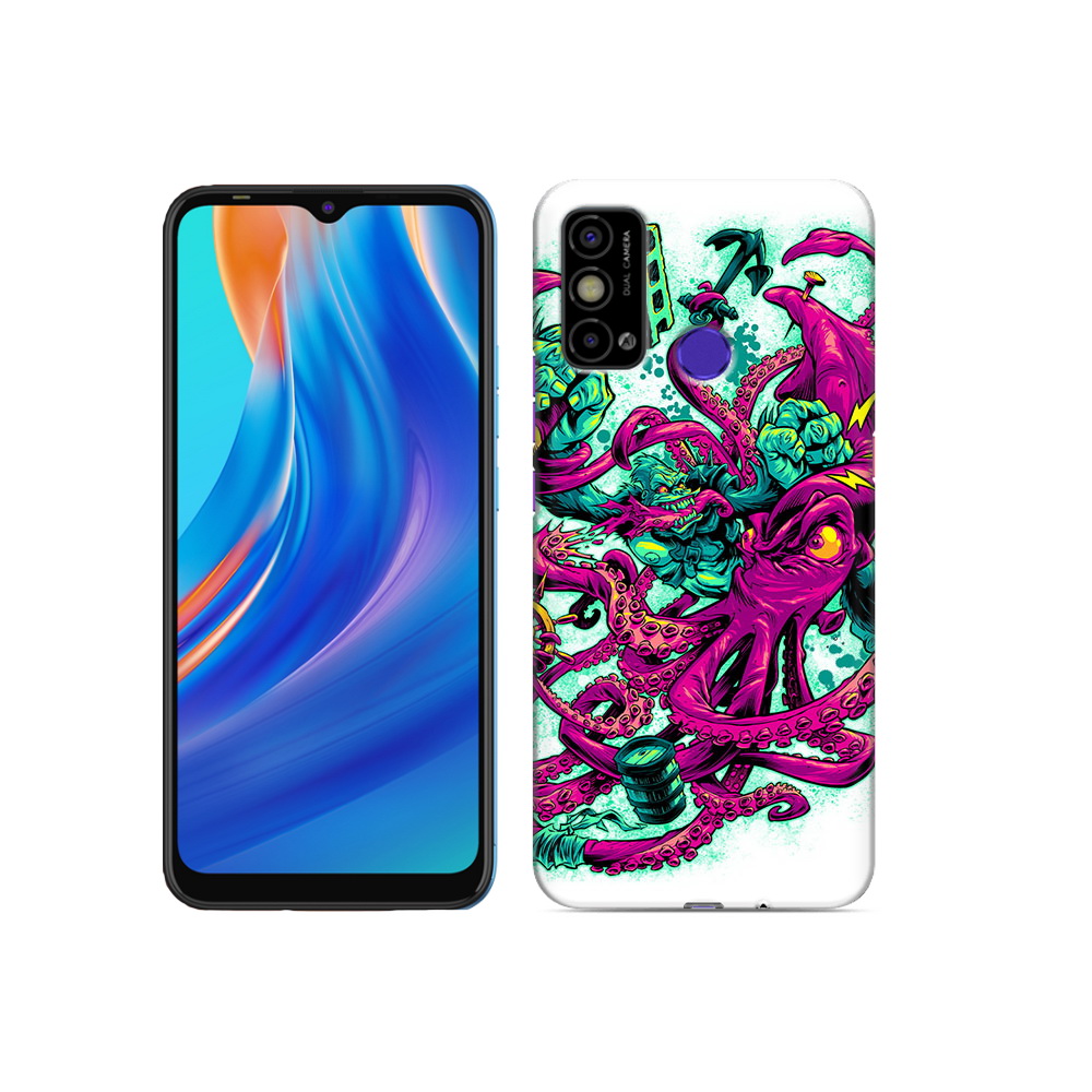 

Чехол MyPads Tocco для Tecno Spark Go фиолетовый кракен, Прозрачный, Tocco