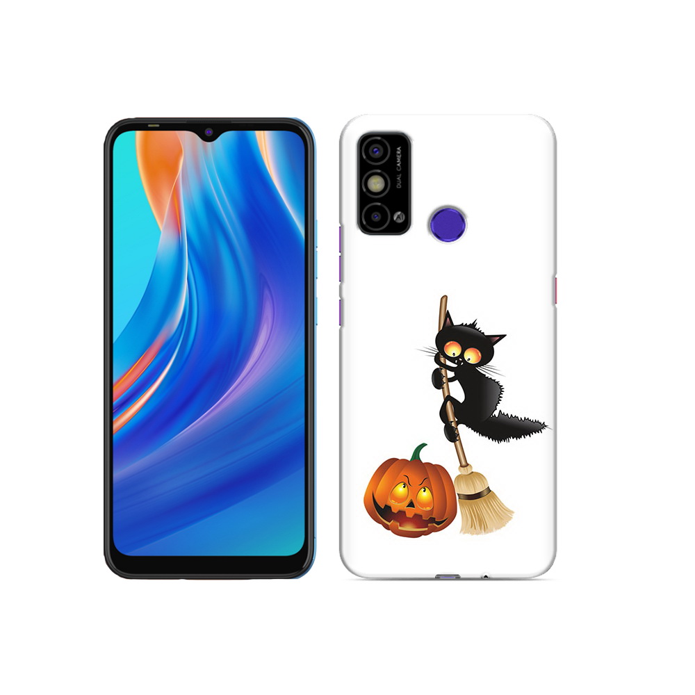 

Чехол MyPads Tocco для Tecno Spark Go хэлуинский котик, Прозрачный, Tocco
