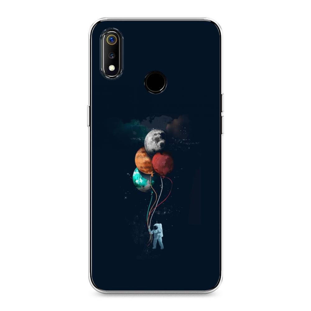

Чехол на Realme 3 "Космонавт с шариками", Разноцветный, 251050-4