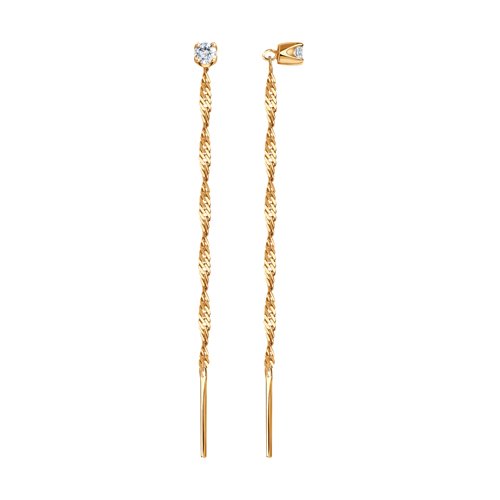 

Серьги продевки из золота TEO MAORI 820610, фианит, 820610