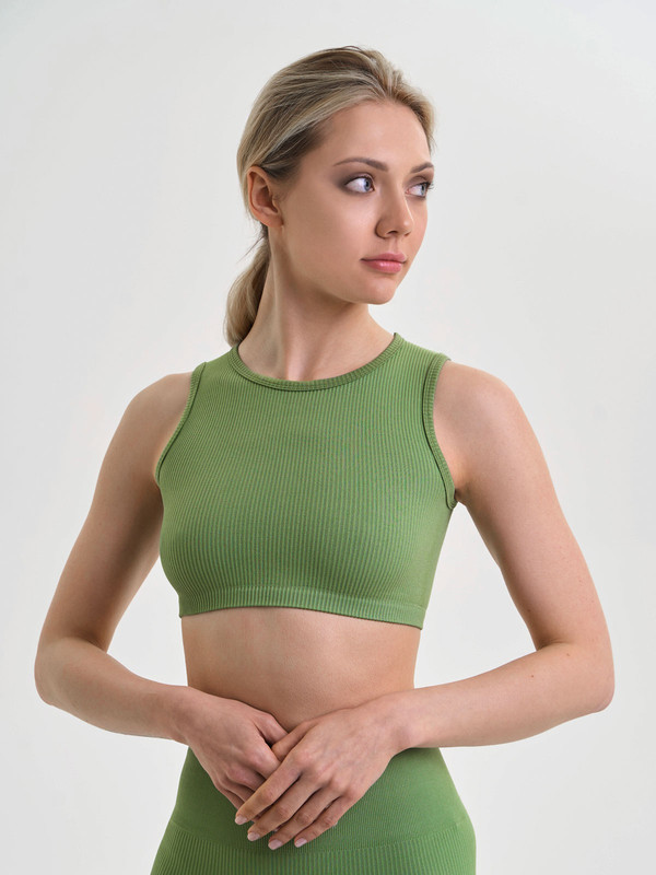 Топ женский Mademoiselle 1510 Crop top Rib зеленый XS-S